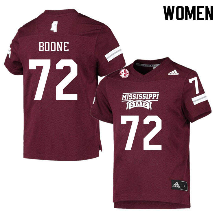 Women #72 Canon Boone Mississippi State Bulldogs College Football Jerseys Sale-Maroon - Click Image to Close